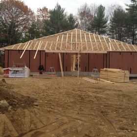 Finish framing on the roof structure front view.