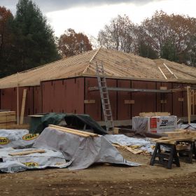 Right side view; finish framing of roof structure.