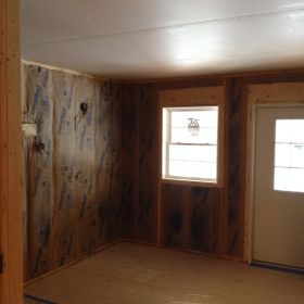 Ceiling installed and insulation complete.