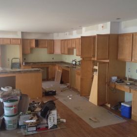 Kitchen cabinet installation.