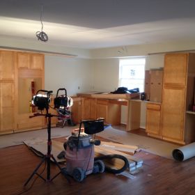 Kitchen cabinet installation.