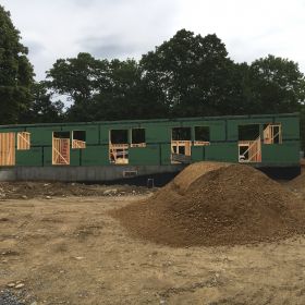 Ground floor walls up-view from rear.