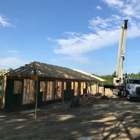 Setting roof trusses 3.