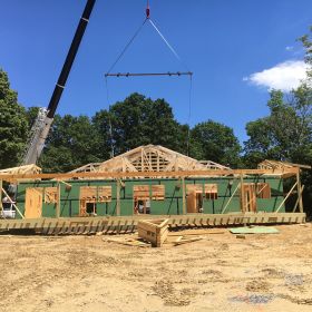 Roof truss installation.