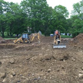 Excavation for the foundation.