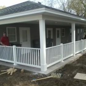 With spring here, the residents can enjoy the newly finished porch at their home.  As the ground dries, the remaining landscaping will be done.